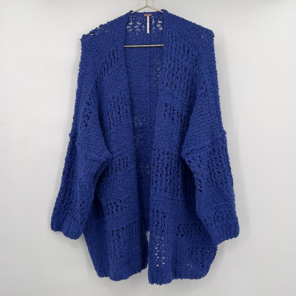 Free People Women’s Royal Blue Open Knit Oversized Cardigan Winter XS/S